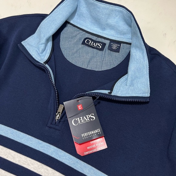 Chaps Men's Blue and Gray Zip-Up Sweater - Picture 2 of 15
